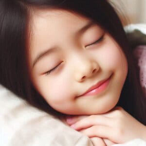 girl sleepging with smile