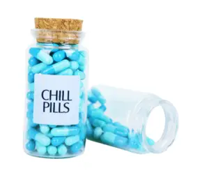 a bottle of chill pills to represent gaba.