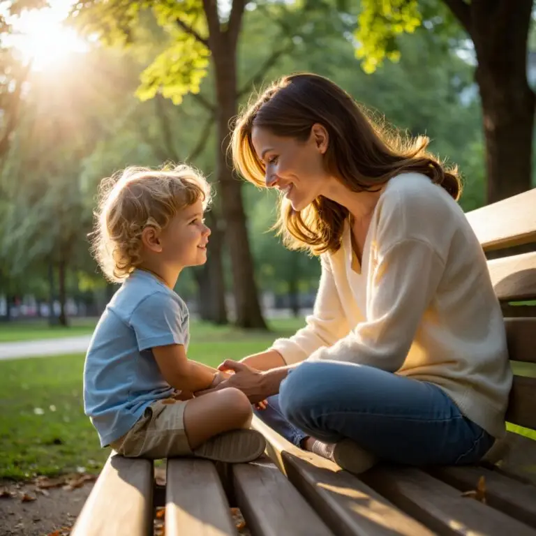 Mom on bench with son feeling depression support from Clear Mind Utah